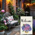 thumbnail image 4 of Welcome Spring Summer Hydrangea Garden Flag 12 x 18 Inch Double Sided, Burlap Floral Flower Welcome Yard Outdoor Flag, 4 of 6