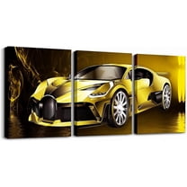 Hieng Racing Car Posters Picture Wall Art Teens Boys Sports Car Kids Canvas Painting Black and Blue Decorations Wall Art for Home Living Room Bedroom
