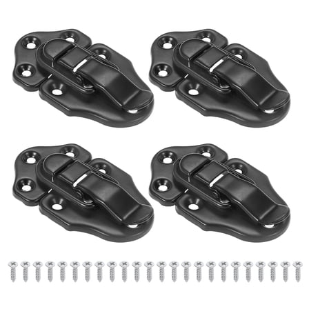 Retro Style Duckbilled Toggle Hasp Latch, Small Metal Vintage Box Toggle with Mounting Screw, Black 4 Pack