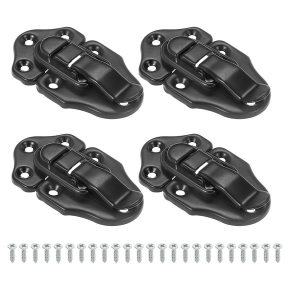 Retro Style Duckbilled Toggle Hasp Latch, Small Metal Vintage Box Toggle with Mounting Screw, Black 4 Pack