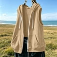 thumbnail image 3 of Aezemi Womens Sleeveless Hoodie Sweatshirts Full Zip Hooded Drawstring Fashion Jackets Workout Winter Fall Outdoor Casual Tops with Pockets XL, 3 of 8
