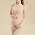 thumbnail image 2 of Hesxuno Pregnancy T Shirt for Women Solid Color Long Sleeve Maternity Top Basic Built in Bra Casual Nursing Tees Home Loungewear Undershirt Beige M, 2 of 7