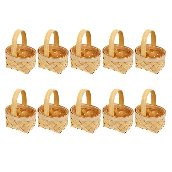 MERRYHAPY Set of 10 Small Khaki Wooden Storage Baskets 2.6x1.8x1.6in Elegant Organizer for Wedding Decor and Home Charm