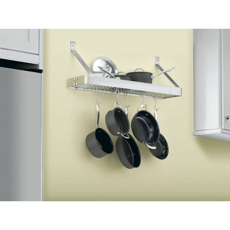 Wall mount best sale bookshelf pot rack