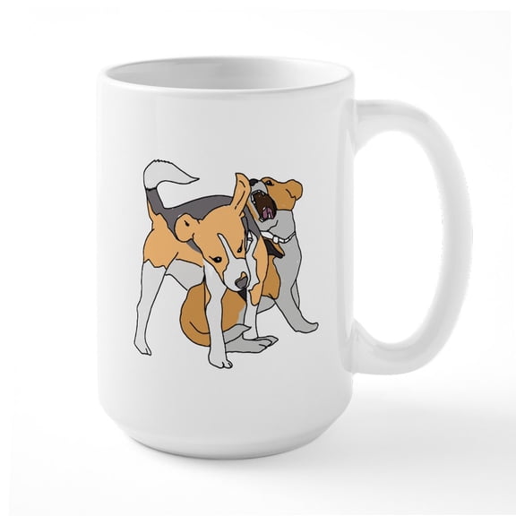 CafePress - Beagles Playing - 15 oz Ceramic Large White Novelty Mug