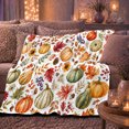 thumbnail image 6 of Rustic Harvest Pumpkin Autumn Foliage Pattern Watercolor Style, Cozy Festive Scene, Warm Flannel Blanket for Living Room and Family Room, Garden Lovers Thanksgiving Gift, Festive Home Decor, 6 of 9