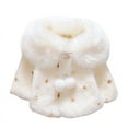 thumbnail image 3 of Greyghost ZP Winter Warm Wool Princess Pearl Coat For Newborn Baby Girls Fashion Outerwear Shawl Hairy Ball Fluffy Pompom Outside Clothing, 3 of 5