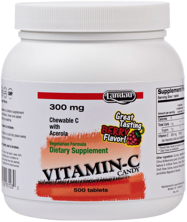 Landau Kosher Vitamin C Candy 300 Mg Chewable Berry Flavor 500