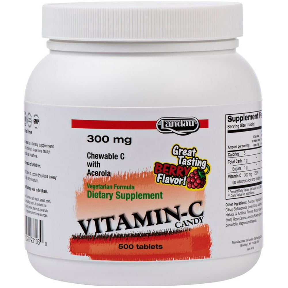 Landau Kosher Vitamin C Candy 300 Mg Chewable Berry Flavor 500