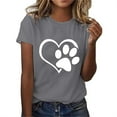 thumbnail image 2 of Lilgiuy National Pet Day Dog Paw Love Print Women T Shirts Casual Solid Color Short Sleeve Summer Mama Tee Tops Soft Loose Basic T-Shirts for Womens Graphic Blouse(Gray,M), 2 of 4