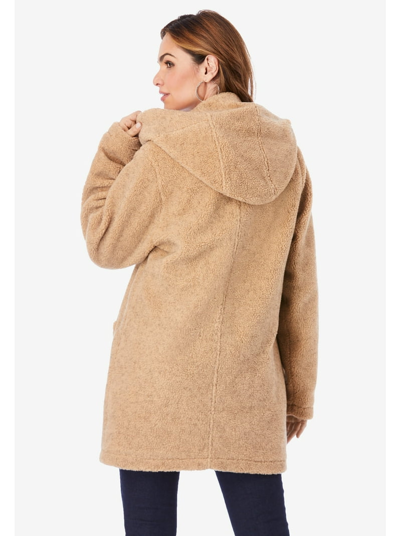 Roaman's Women's Plus Size Plus Size Hooded Teddy Fleece Coat