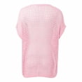 thumbnail image 6 of Crochet Coverups for Women Summer Cap Sleeve Hollow Out Casual Cruise Beach Vacation Tops Knit Pullover Sweater Pink 2XL, 6 of 7