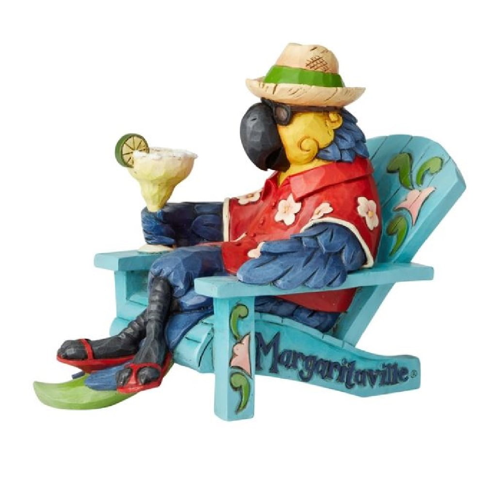Jim Shore Margaritaville Parrot In Beach Chair Figurine 6003994 New