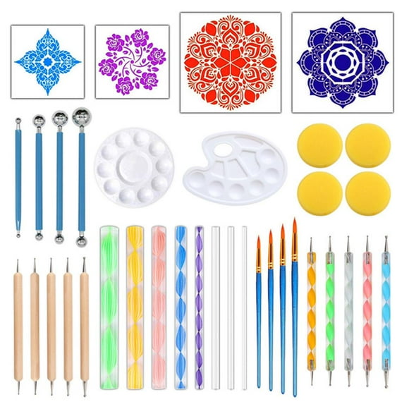 Youkk 36Pcs Mandala Dotting Tools Set Pen Dotting Tools Brushes Paint Tray for Rocks Painting Drawing and Drafting