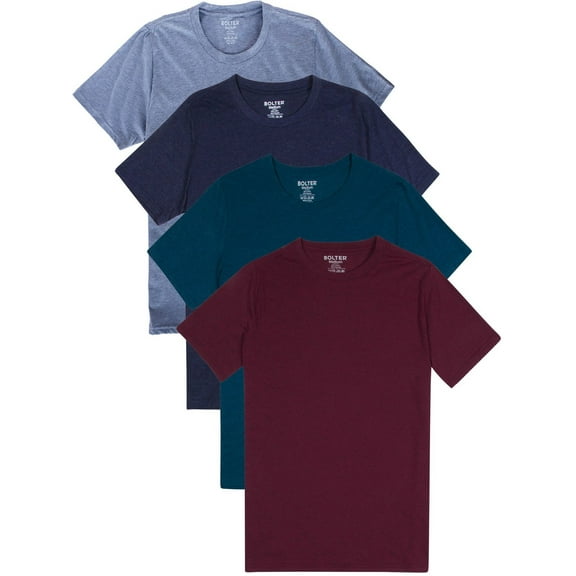 Bolter Mens 4-Pack Crew Neck T-Shirts Cotton Poly Blend (Medium, H. Modern Classics)
