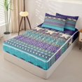 thumbnail image 2 of jejeloiu Boho Border Zipper Twin Comforter Sets with Fitted Sheet and 2 Pillowcases For Men Women,Floral Print Zipper Bedding Set,Purple Teal,Navy Blue Reversible,4-Piece, 2 of 7