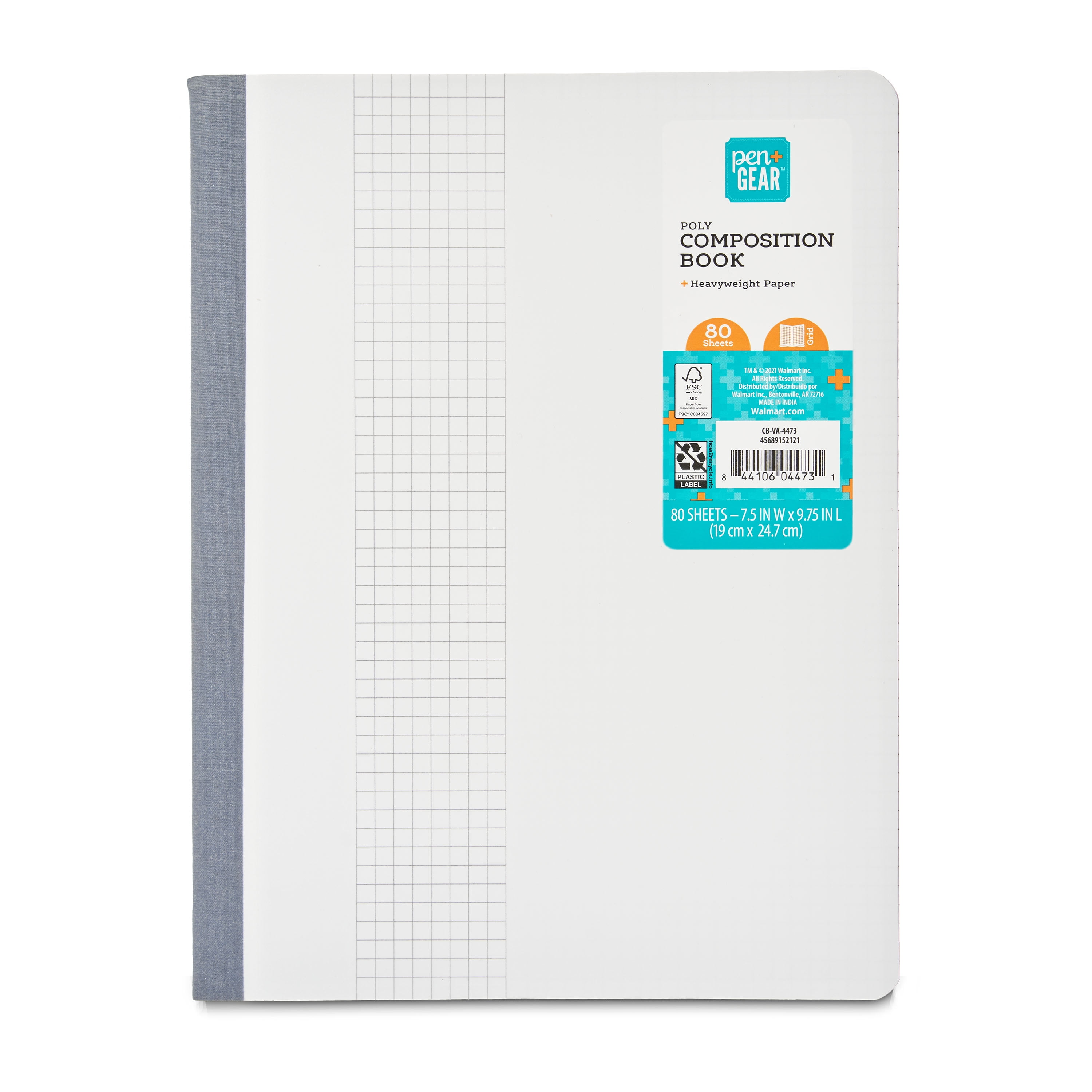 Pen+Gear Poly Composition Book, 5x5 Grid Ruled, 80 Sheets