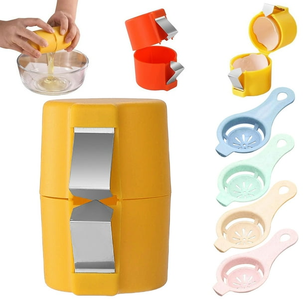Xihbxyly Abridor de Huevos, Batidor de Huevos Manual, Descascarador Fácil, Separador de Claras de Acero Inoxidable, Ideal para Cocinar y Hornear, Esencial para La Cocina Del Hogar, Práctico y Diverti