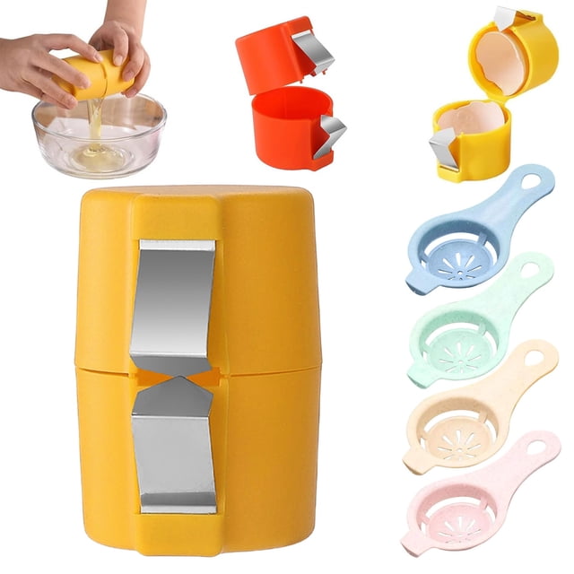 Xihbxyly Abridor de Huevos, Batidor de Huevos Manual, Descascarador Fácil, Separador de Claras de Acero Inoxidable, Ideal para Cocinar y Hornear, Esencial para La Cocina Del Hogar, Práctico y Diverti
