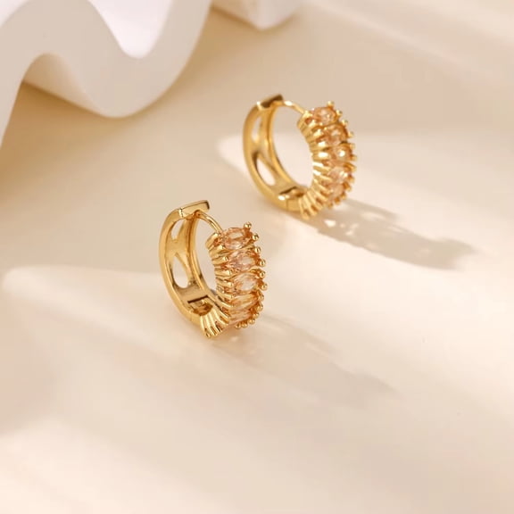NICKSUN Small Hoop Dangle Earrings for Women, Trendy Dainty Colorful Zircon Geometric Stud Earrings Fashion Jewelry Gift