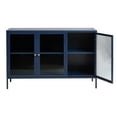 thumbnail image 3 of 3-Door Contemporary Glass & Metal Sideboard in Blue, 3 of 5