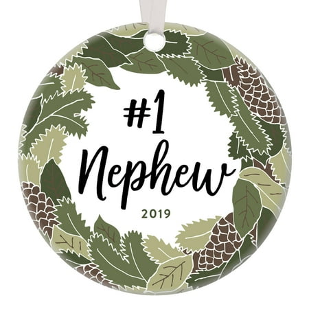 Teen Christmas Gifts 2019 Nephew Gifts Christmas Ornament 2019 Holiday Keepsake Child Teen Birthday Graduation Present from Aunt Uncle Newborn Baby Boy Shower Baptism Rustic Woodland Floral Porcelain Decorations 3