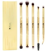 DUcare 5Pcs Eyeshadow Brush Set Duo End Wood Brushes, Gold Christmas