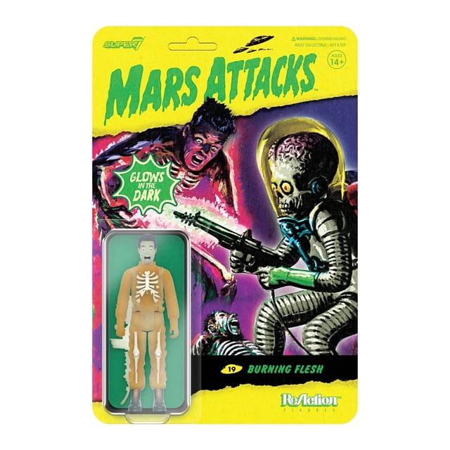 Figura de acción Super7 Mars Attacks Burning Flesh, 9,5 cm Glow