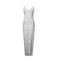 thumbnail image 4 of asdoklhq Maternity Dress,Women's Dress Evening Dress Sexy Split V-neck Sequin Fashion Sleeveless Summer, 4 of 8