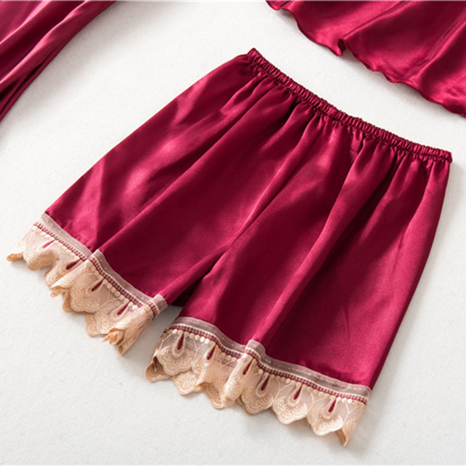 BONIXOOM Pajamas For Women Thanksgiving Pajamas Sleepwear Drawstring Sleeveless Sleep Shorts Solid Wine XXL