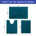 thumbnail image 6 of HAKUNA Striped Teal Blue Bathroom Rug Set 3 Pieces Ultra Soft, Non Slip Chenille Toilet Mat, Absorbent Plush Shaggy Bath Mats for Bathroom, Bedroom, Kitchen, 6 of 7