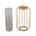 thumbnail image 2 of Lantern Shaped Glass Iron Vase, Simple Design Clear Transparent Test Tube Hydroponic Terrarium for Plants, with Wrought Iron Frame for Home Office Decor, 2 of 7