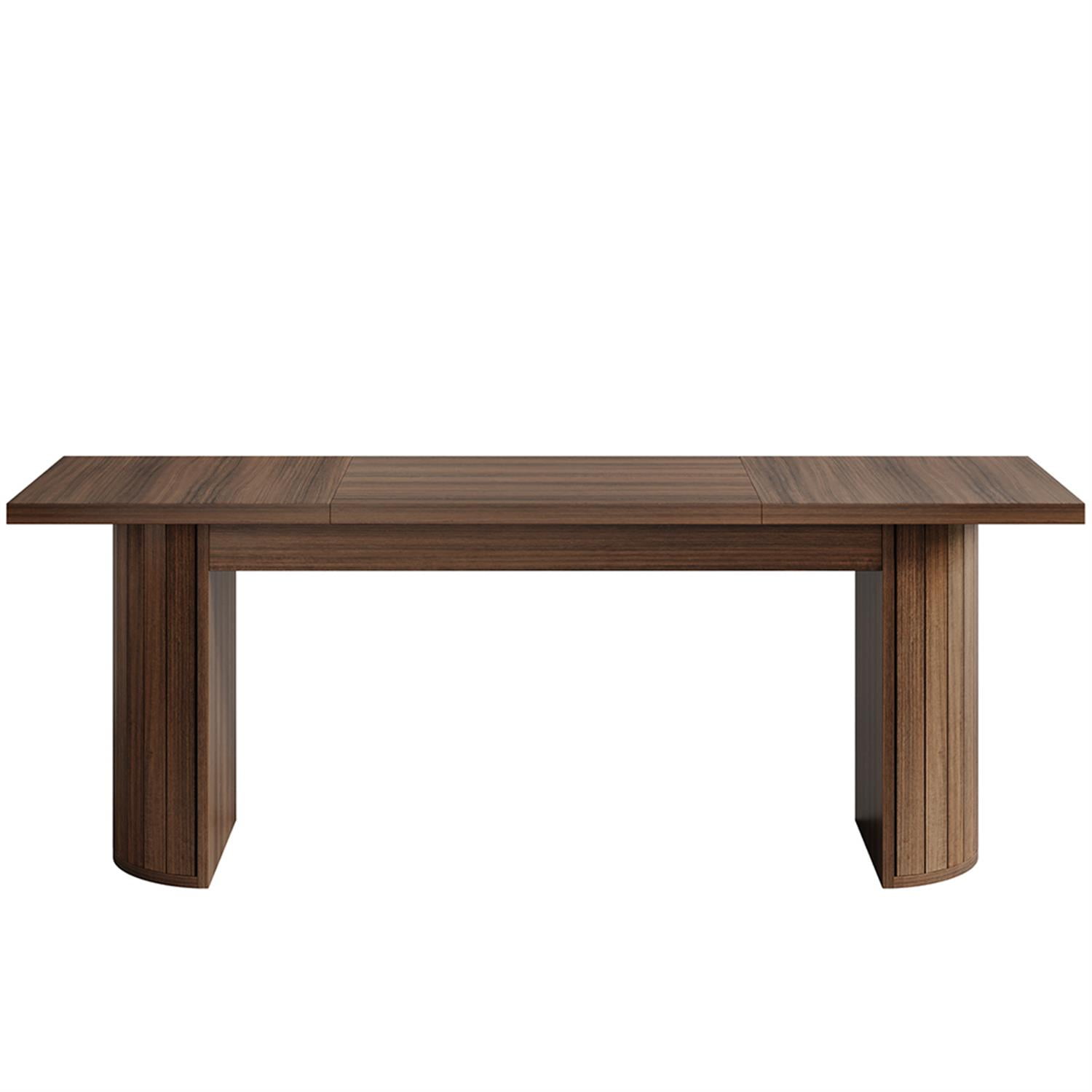 Demi Bonn 78" Farmhouse Dining Table Set for 4-6 People With Dual Base,door Outdoor Kitchen Table for Dining Room, Home Office, Living Room Furniture, Brown