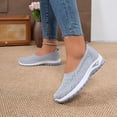 thumbnail image 2 of Women's Breathable Knitting Casual Flat Shoes Wedge Non Slip Walking Shoes Comfortable Low Top Slip On Mesh Loafers Gray Size 7, 2 of 8