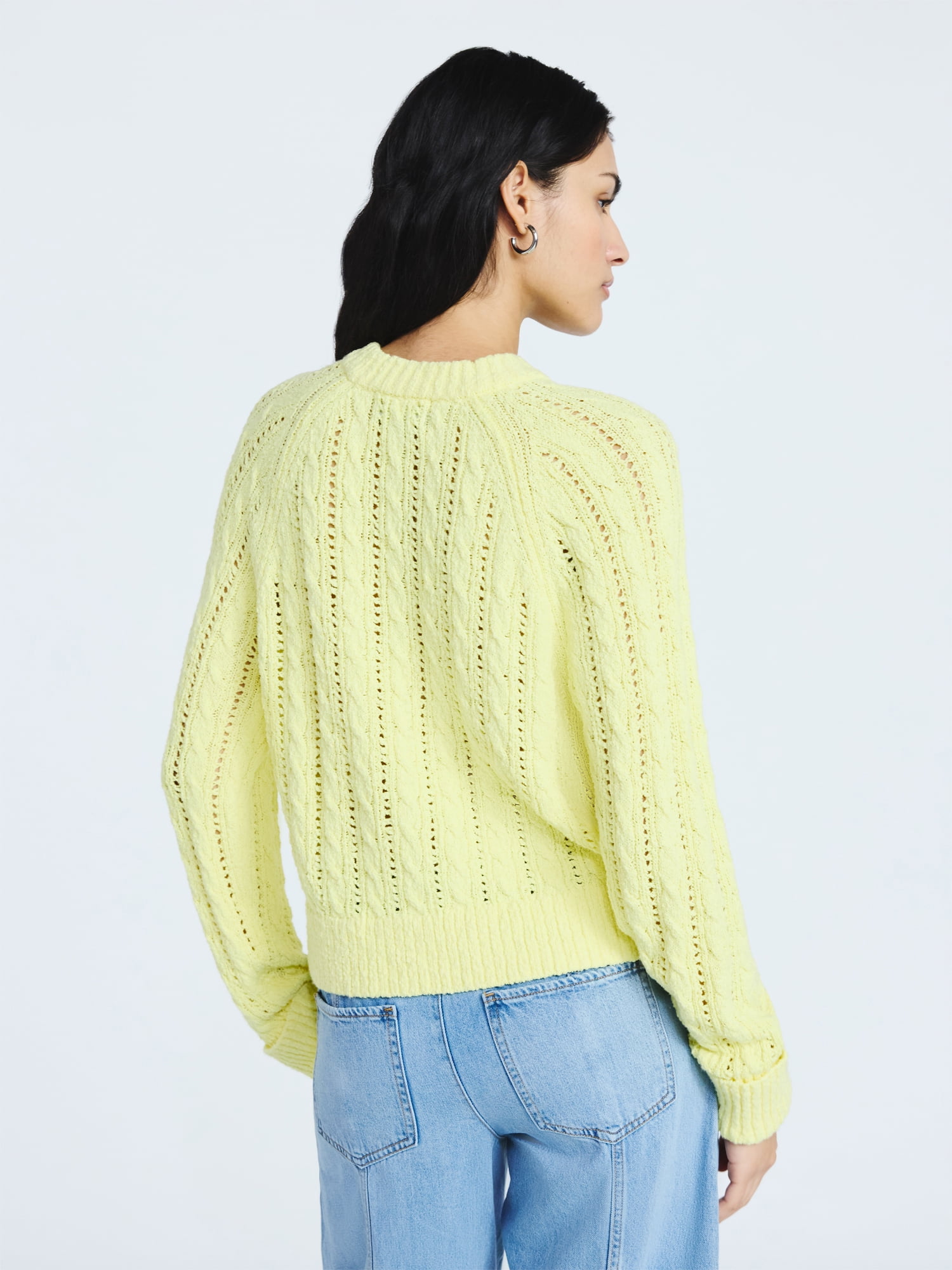 Scoop Women's and Women's Plus Cable Knit Raglan Sweater, Midweight, Sizes XS-XXL