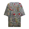 thumbnail image 4 of Jjayotai Womens Short Sleeve Summer Tops, Casual V Neck Button Down Shirts, Loose Fitted Boho Graphic Tees Fashion, Blouses for Women Dressy Casual Multicolor^1 L, 4 of 5