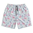 thumbnail image 3 of Uemuo Flamingo and Pineapple Pattern Men's Swim Trunks Hawaiian Beach Bathing Suit Swimsuits Beach Quick-Dry Shorts with Pockets-, 3 of 9