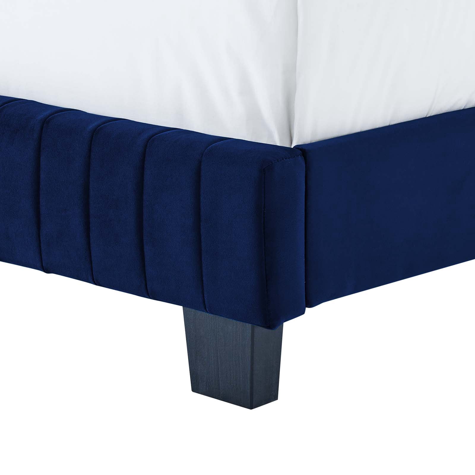 Tufted Platform Bed Frame, King Size, Velvet, Blue Navy, Modern Contemporary Urban Design, Bedroom Master Guest Suite