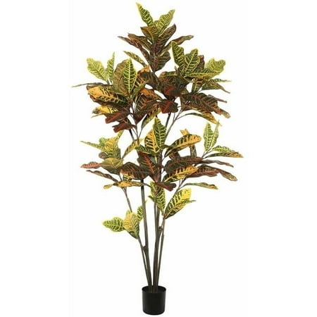 Vickerman 6' Artificial Potted Cronton Tree Orange - Indoor Decorative Lifelike Plant