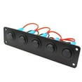 thumbnail image 3 of Panneau à Bascule Rond 12-24V 5 Gang Dash 5 Interrupteurs Bleu LED pour Bateau RV, 3 of 6