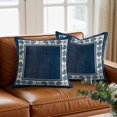 thumbnail image 3 of Throw Pillow Covers, Navy Blue Beach Coastal Decorative Throw Pillow Covers 18x18 Inch, Summer Nautical Starfish Shell Coral Vintage Square Linen Pillow Cases for Couch/Living Room/Sofa, 3 of 9
