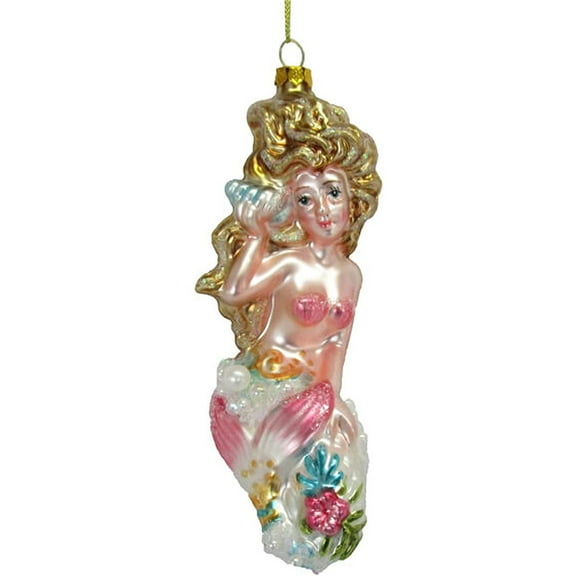 December Diamonds 79-81532 Blown Glass Mermaid with a Shell Embellished Ornament 6 Inches