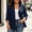 Navy, variant on Plus Size Blazers for Women Casual Work office 3/4 Sleeve Open Front Cardigan Suit Jacket Blazer with Pockets Wine XL(XL)