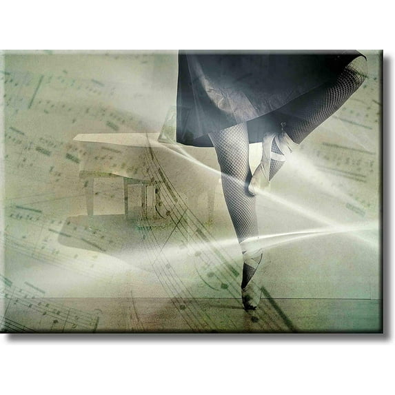 Ballerina Music Notes Picture on Stretched Canvas, Wall Art Décor, Ready to Hang