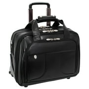 McKlein R Series Laptop Rolling Briefcase Black Leather (83585)
