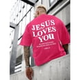 thumbnail image 4 of chencehns Christian Jesus Loves You Shirts for Men Religious Oversized Graphic Tees Jesus Faith Acid Wash T Shirt God Top, 4 of 10