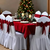 Stretchy Christmas Bow Chair Cover Decor, Elastic Band Tie-On Decoration for Dining Chair Back Holiday Party Decor(Wine)