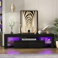 Black LED TV Stand Entertainment Center for 75 Inch TV, Modern High