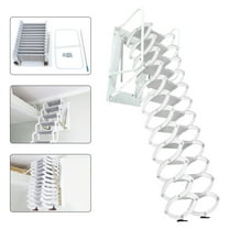 Attic Extension Ladder 12.5ft Narrow Wall Mounted Folding Loft Stairs 12 Steps White