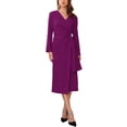 thumbnail image 2 of INSPIRE CHIC Women's Cocktail Dress Wrap Ruched V Neck Long Sleeve Elegant Formal Sheath Dresses S Purple, 2 of 6